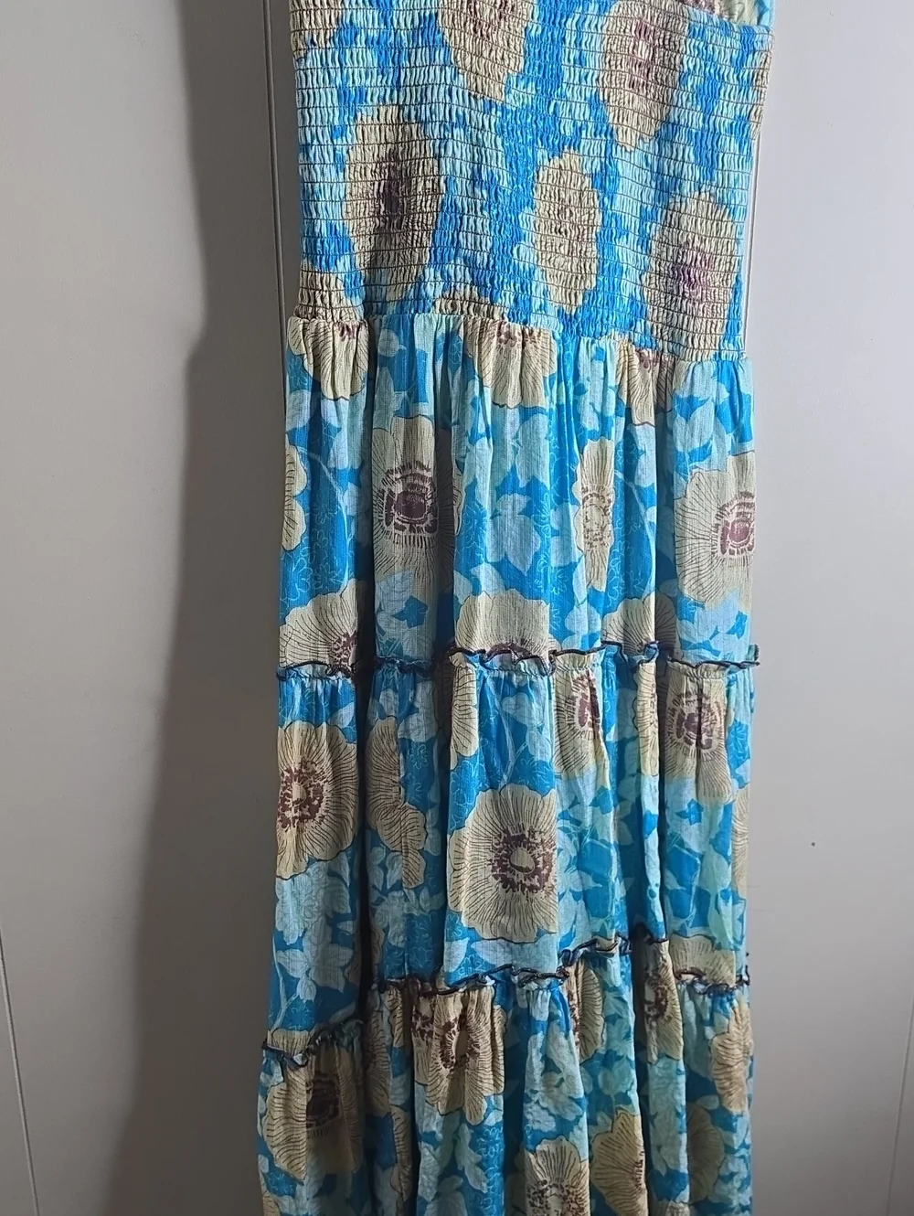 Free People Adriel Tie Strap Tiered Midi Dress Size Small